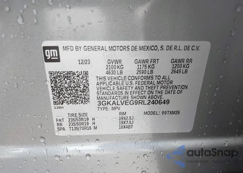 2024 GMC Terrain Awd Slt from USA, damaged, VIN 3GKALVEG9RL240649